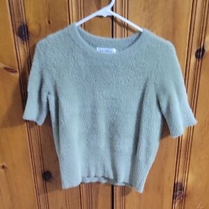 Bailey 44 Light Green Fuzzy Short Sleeve Top